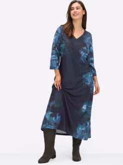 Jerseykleid mit streckendem V-Ausschnitt