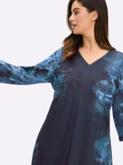 Jerseykleid mit streckendem V-Ausschnitt