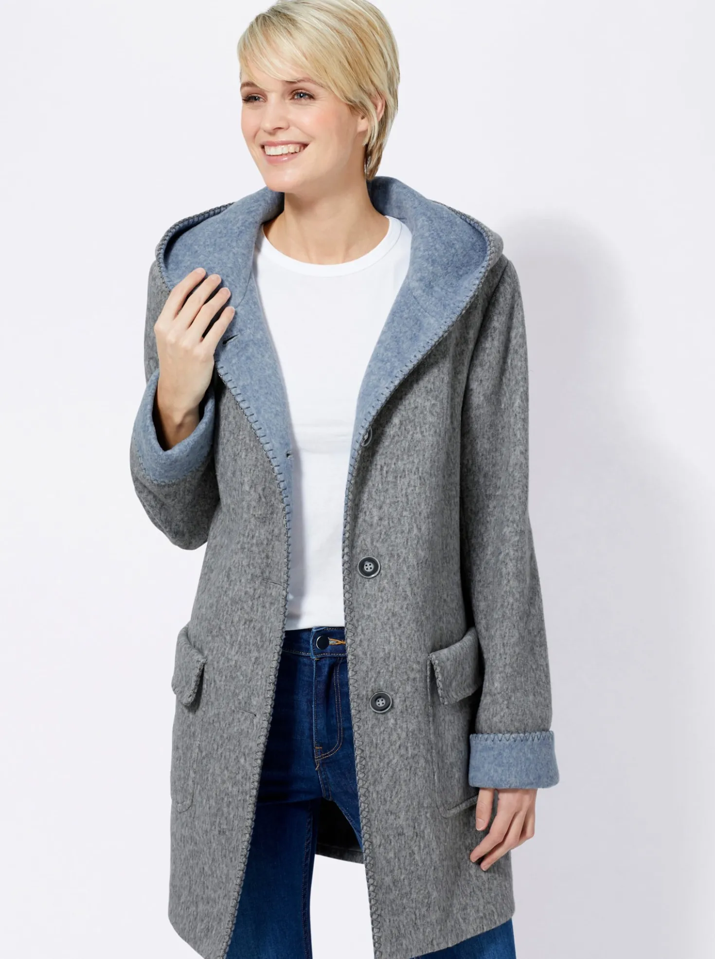 Kapuzenjacke in Woll-Optik