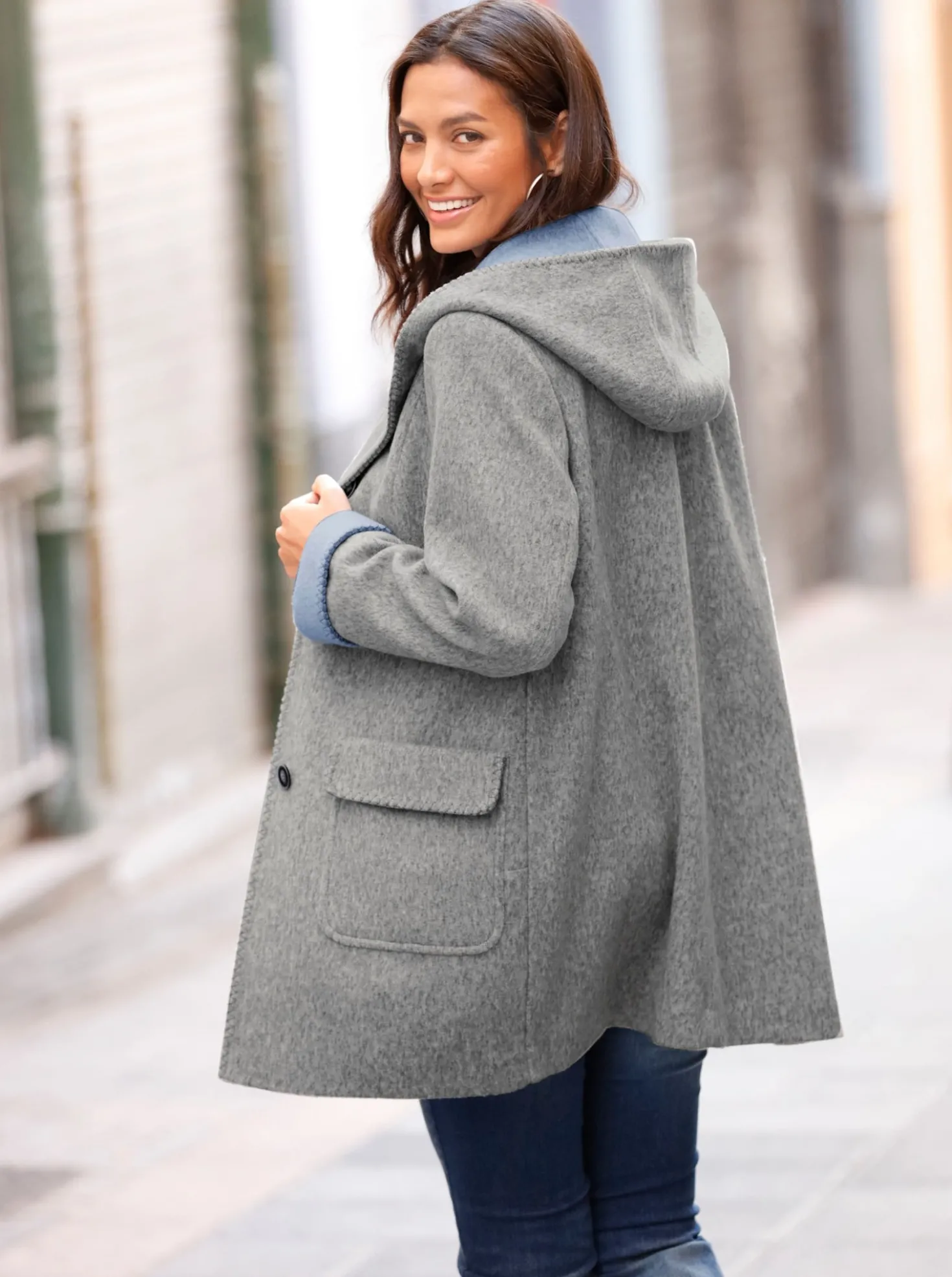 Kapuzenjacke in Woll-Optik