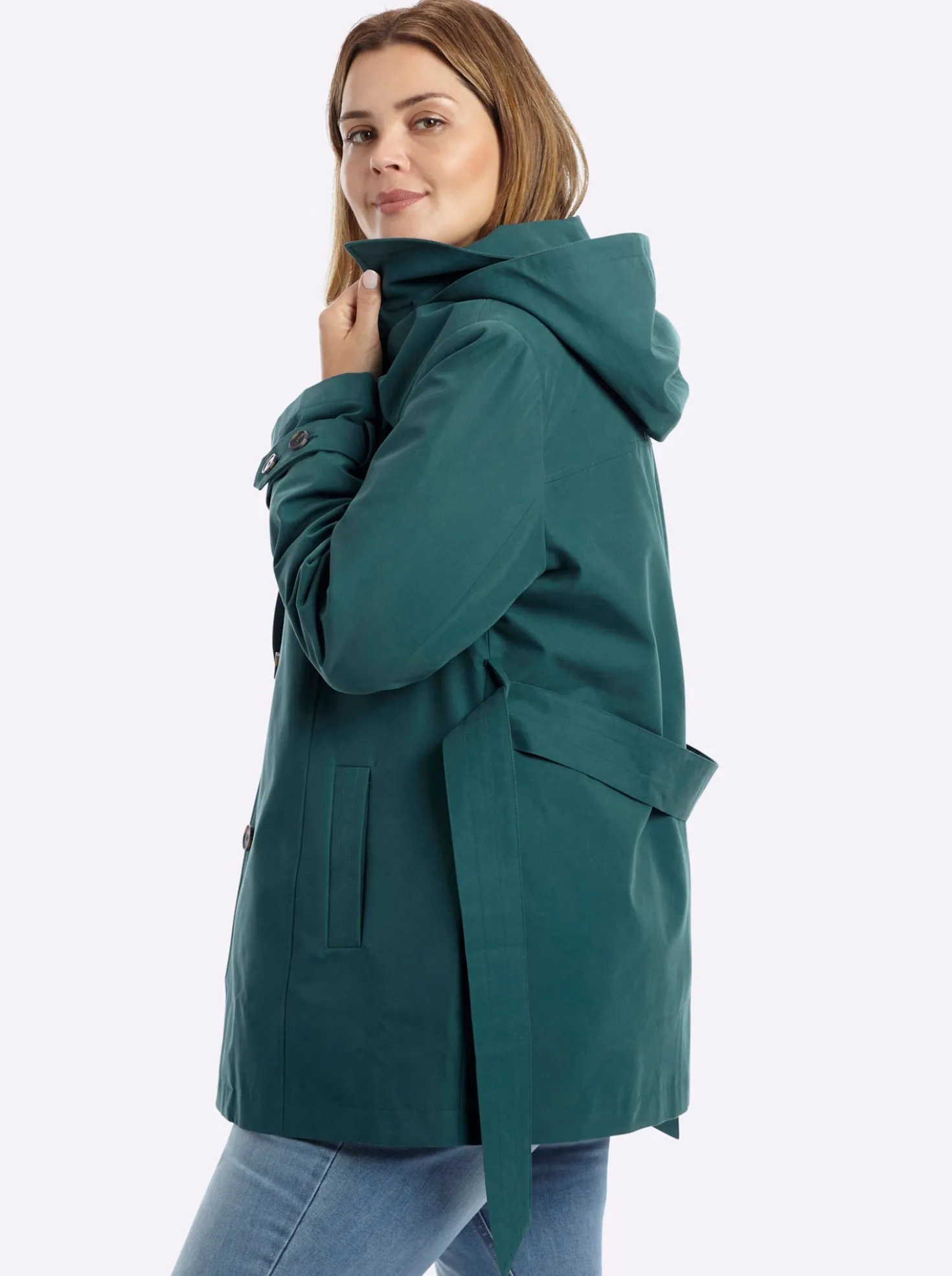 Kapuzenjacke mit Umlegekragen