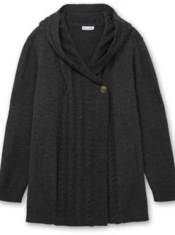 Kapuzenstrickjacke mit Knopf