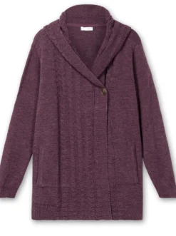 Kapuzenstrickjacke mit Knopf