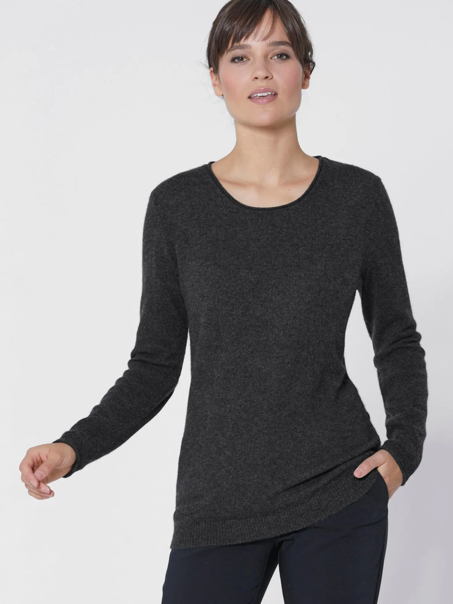 Kaschmirpullover mit Rollkanten