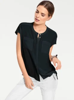 Kurzarm-Bluse in Oversize-Passform