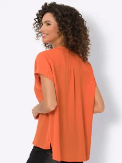 Kurzarm-Bluse in Oversize-Passform
