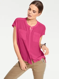 Kurzarm-Bluse in Oversize-Passform