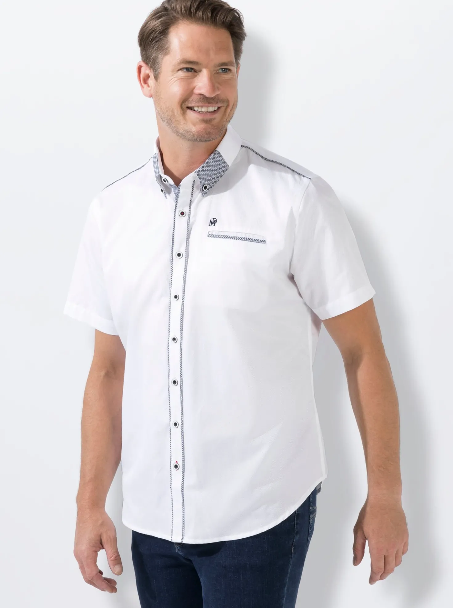 Kurzarmhemd mit Button-down-Kragen