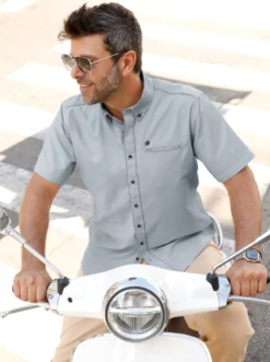 Kurzarmhemd mit Button-down-Kragen