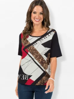 Kurzarmshirt im Muster-Mix