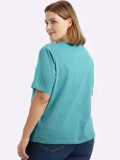 Kurzarmshirt mit Bindeband am Ausschnitt
