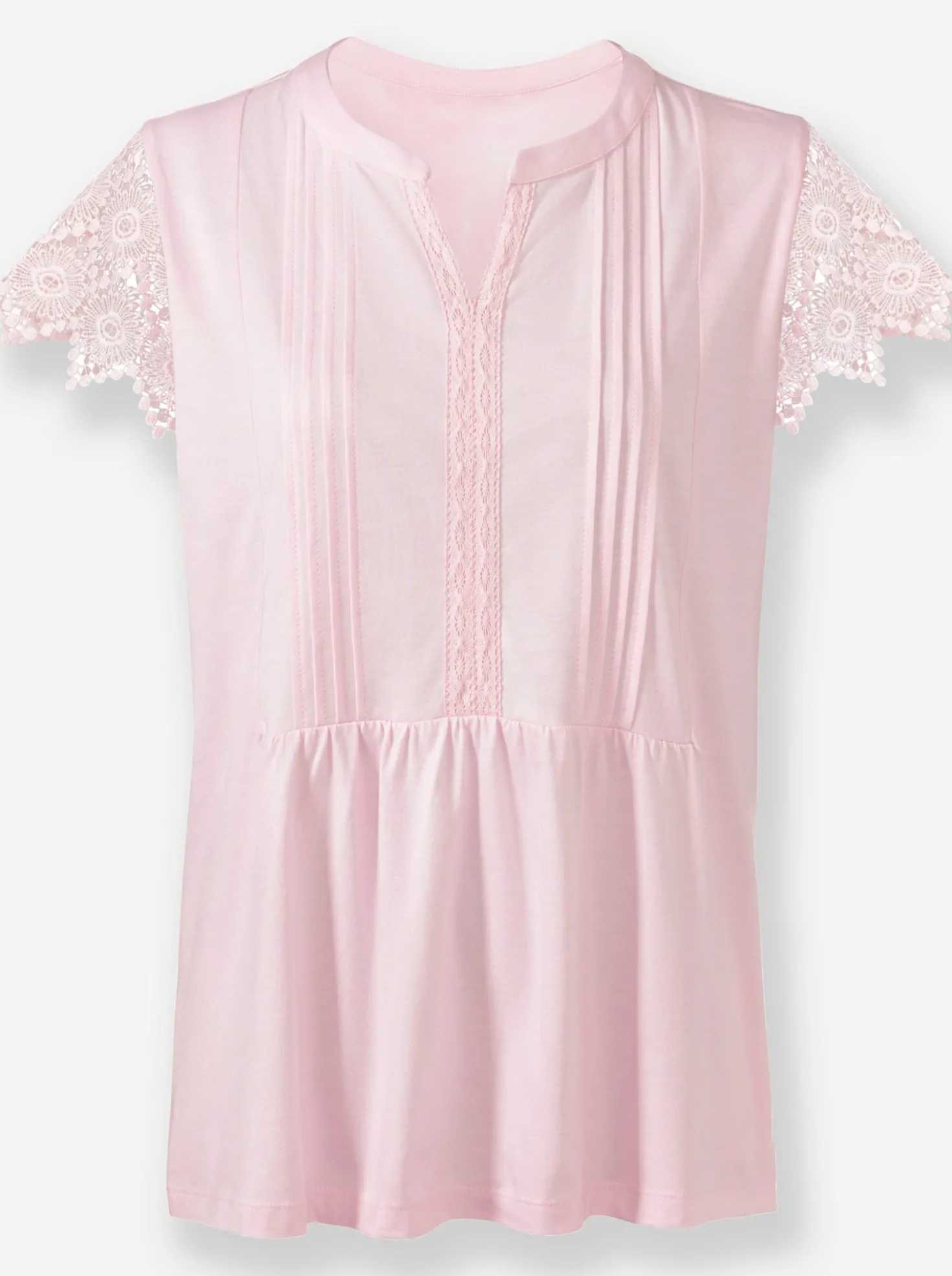 Kurzarmshirt mit Flügelärmeln aus Spitze