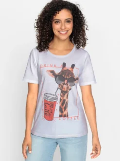 Kurzarmshirt mit Giraffen-Motiv