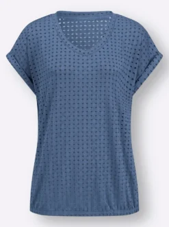 Kurzarmshirt mit Lochmuster