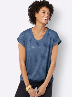 Kurzarmshirt mit Lochmuster