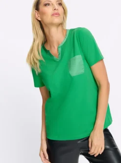 Kurzarmshirt mit Satin-Details