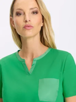 Kurzarmshirt mit Satin-Details