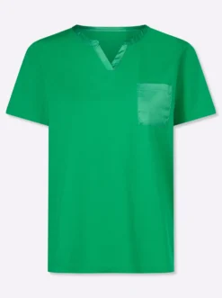 Kurzarmshirt mit Satin-Details