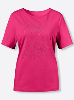 Kurzarmshirt mit Steinchen verziert