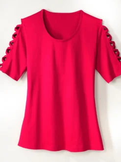 Kurzarmshirt mit Zier-Bändern