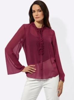 Langarm-Bluse aus duftigem Georgette