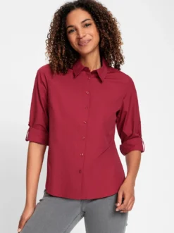 Langarm-Bluse im Baumwoll-Polyester-Mix