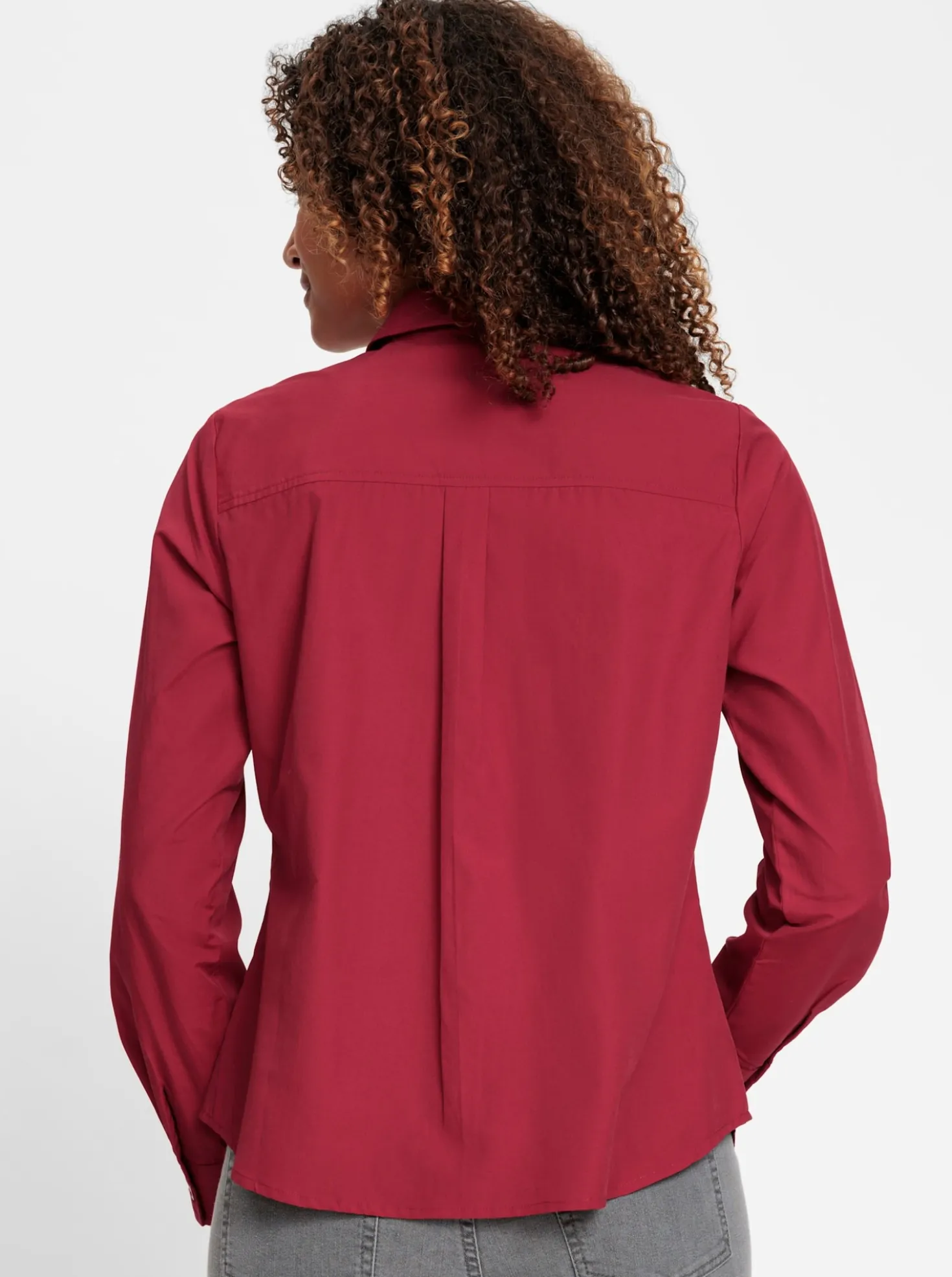 Langarm-Bluse im Baumwoll-Polyester-Mix