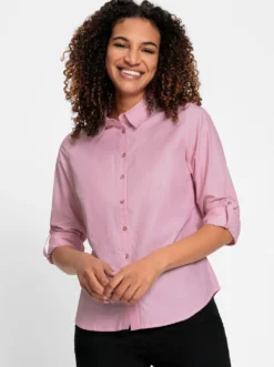 Langarm-Bluse im Baumwoll-Polyester-Mix