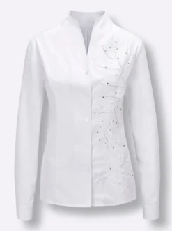 Langarm-Bluse mit Glitzersteinchen