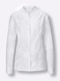 Langarm-Bluse mit hochwertiger Stickerei
