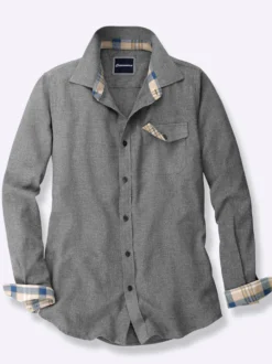 Langarmhemd in Flanell-Qualität mit Wolle