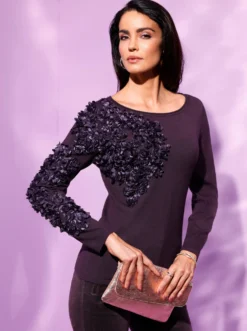 Langarm-Pullover im wertigen Mix aus Viskose und Lyocell