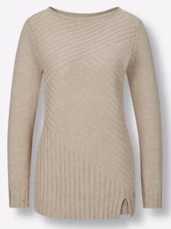 Langarm-Pullover in Rippenstrick