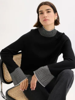 Langarm-Pullover mit Kontrast-Jacquardmuster
