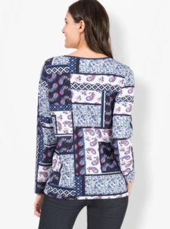 Langarmshirt im Patchwork-Dessin