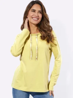 Langarmshirt mit Bindeband am Ausschnitt