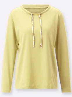 Langarmshirt mit Bindeband am Ausschnitt