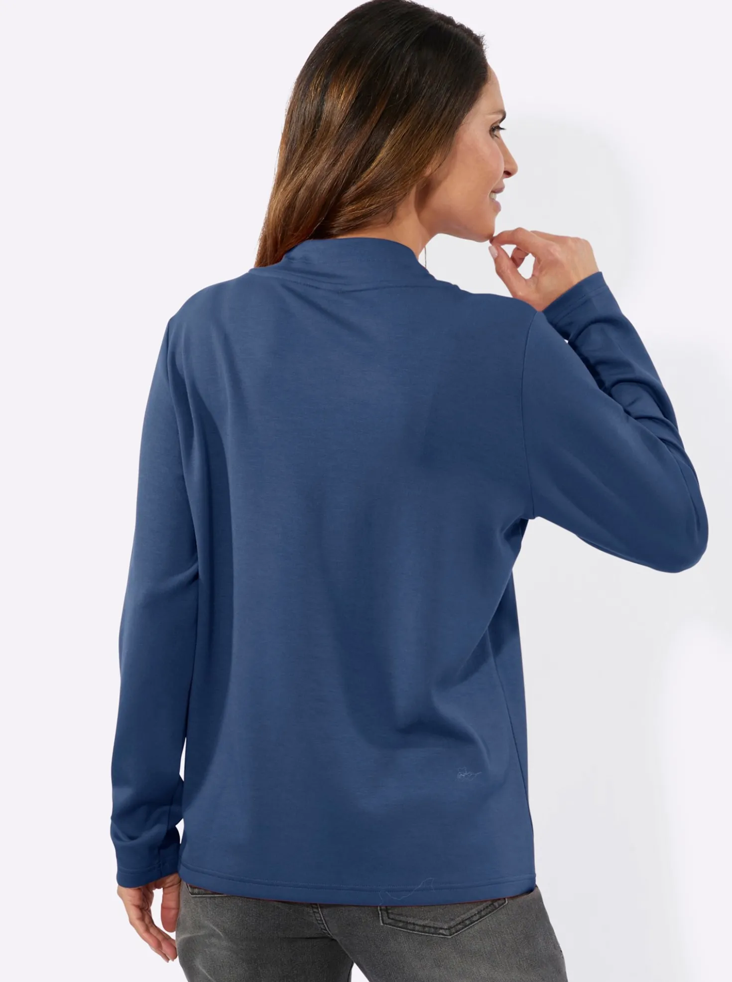 Langarmshirt mit silberfarbigem Print