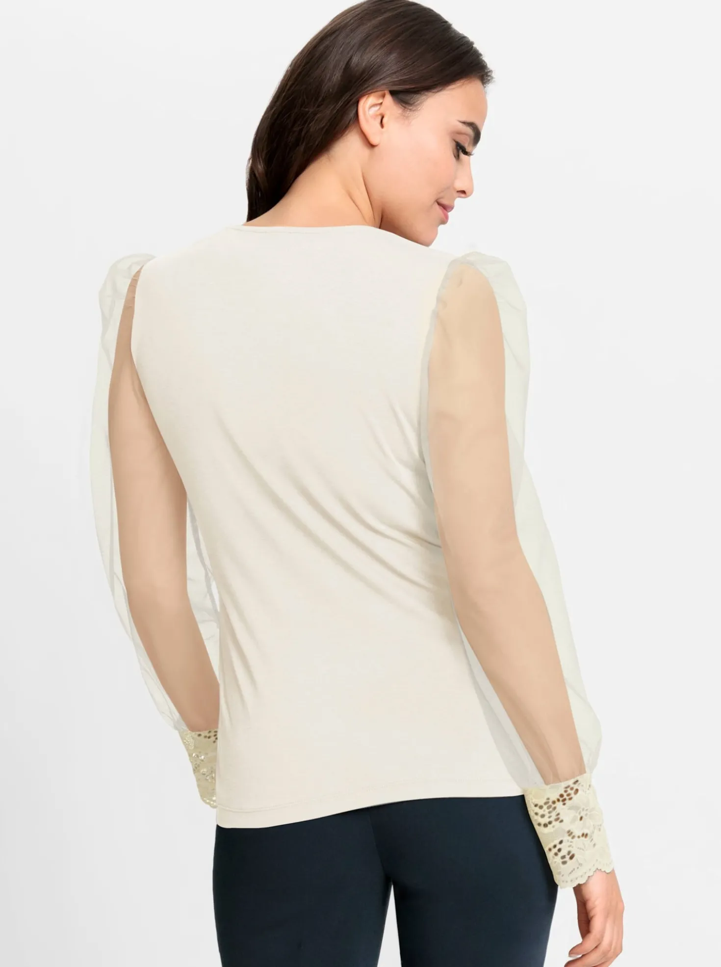 Langarmshirt mit transparenten Ärmeln