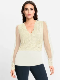 Langarmshirt mit transparenten Ärmeln