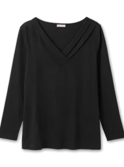 Langarmshirt mit V-Ausschnitt