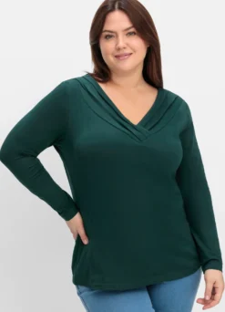 Langarmshirt mit V-Ausschnitt