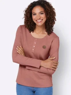Langarmshirt mit Zierknopfleiste