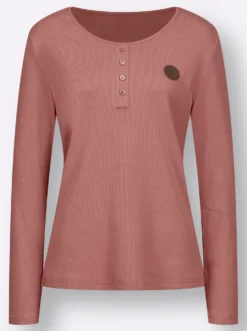 Langarmshirt mit Zierknopfleiste
