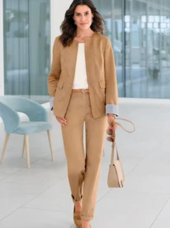 Lederimitat-Blazer in Velours-Optik