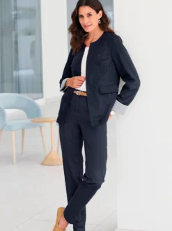Lederimitat-Blazer in Velours-Optik