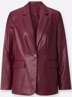 Lederimitat-Blazer mit Reverskragen