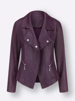 Lederimitat-Blazer mit spitz zulaufendem Saum