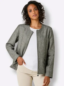 Leinenblazer mit Reißverschluss-Taschen