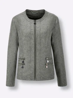 Leinenblazer mit Reißverschluss-Taschen
